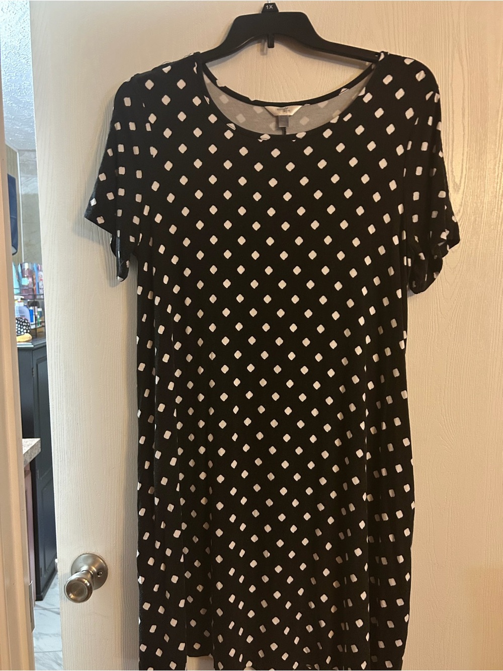 Terra & Sky Black and White Polka Square Midi Dress